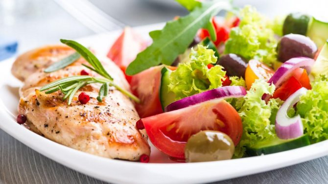 vegetable and fish salad with protein diet